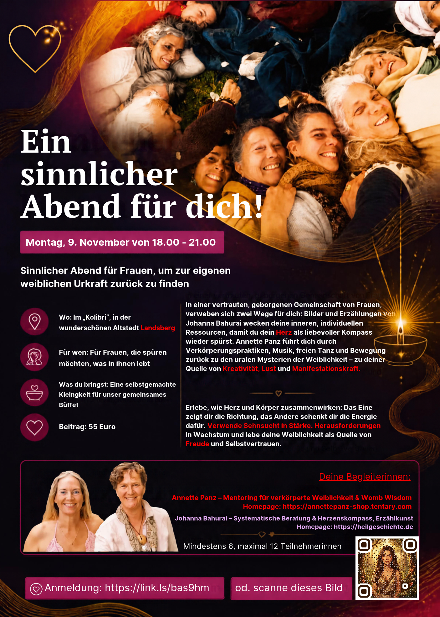 Professionelle Sprecherin Johanna Bahurai #therapeutisches #Storytelling Profilfoto von Johanna Bahurai in roter Bluse mit Kopfhörer auf dem Kopf vor einem Studio-Mikrofon, in die Kamera lächelnd.